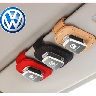 Volkswagen LOGO car sun visor alloy material glasses clip CC Arteon Variant Touareg FOX AMEO POLO ID.3 JETTA GOLF PASSAT TAIGO TIGUAN Scirocco Caravelle interior modification business card storage Alcantara sunglasses clip