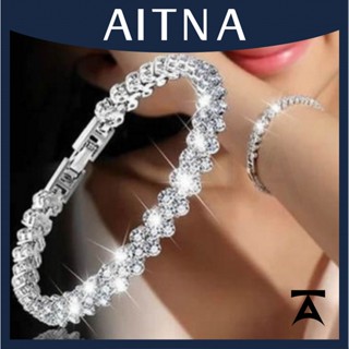 Aitna สร้อยข้อมือ ประดับเพชรคริสตัล หรูหรา สไตล์โรมัน เรียบง่าย