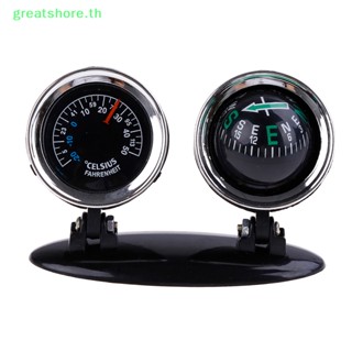 Greatshore 2 in 1 เข็มทิศ เครื่องวัดอุณหภูมิรถยนต์ ทรงกลม ทิศทาง เครื่องประดับ TH