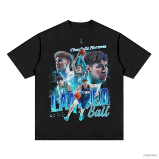 เสื้อยืดแขนสั้น คอกลม พิมพ์ลาย NBA LaMelo Ball HQ7 พลัสไซซ์ สําหรับผู้ชาย และผู้หญิง เหมาะกับการเล่นกีฬา QH7