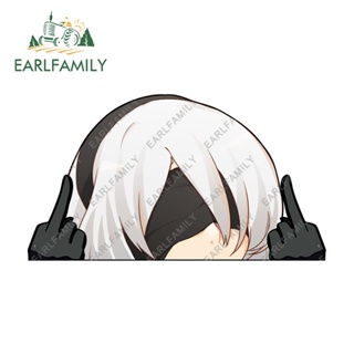 Earlfamily สติกเกอร์ไวนิล JDM กันน้ํา ขนาด 13 ซม. x 7.2 ซม. สําหรับติดตกแต่งรถยนต์ Nier Automata Peek