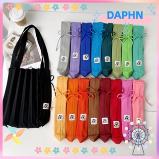 Daphs กระเป๋าผ้าถัก ทรงโท้ท จับจีบ สีตัดกัน สุดชิค แฟชั่น