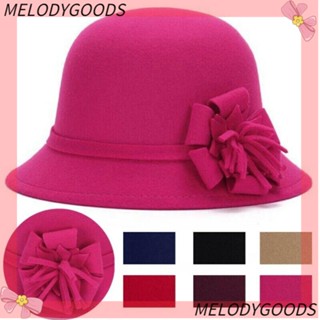 MELODG Fedoras หมวกโบลเลอร์ลําลอง ผ้าขนสัตว์ หรูหรา ทรงโดม