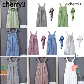 Cherry3 ผ้าขนหนูอาบน้ํา อเนกประสงค์ พร้อมกระเป๋า แบบหนา แห้งเร็ว สําหรับห้องน้ํา