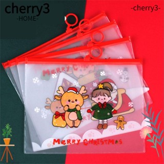 Cherry3 กระเป๋าเครื่องเขียน ลายการ์ตูนคริสต์มาส ความจุสูง สําหรับนักเรียน