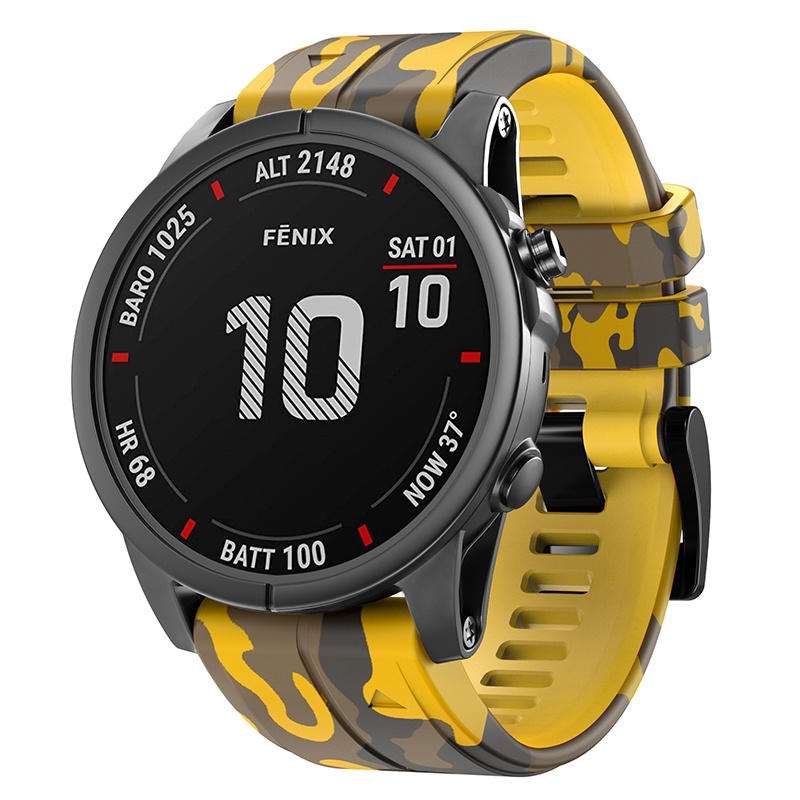 สายซิลิโคนCamouflage quick Releaseสร้อยข้อมือสําหรับGarmin Fenix 7 6 5 X Forerunner 965 935 945 745 Approach s60 s62 s70 47 มม.Instinct 2 Descent mk 1 2 i