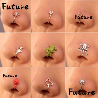 Future จิวจมูกปลอม แบบคลิปหนีบ รูปมงกุฎดาว หัวใจ ประดับเพชร เครื่องประดับแฟชั่น สไตล์แอฟริกัน ไม่ต้องเจาะผนัง