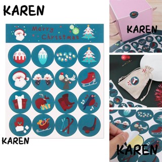 Karen สติกเกอร์แท็กบรรจุภัณฑ์คริสต์มาส 3 ซม. DIY 160 ชิ้น