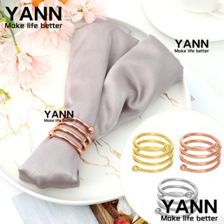 Yann1 แหวนรัดผ้าเช็ดปาก สีเหลือง สีทอง สําหรับตกแต่งโต๊ะอาหารค่ํา ปาร์ตี้