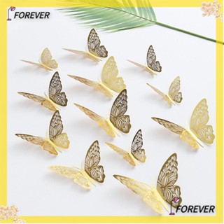 FOREVER สติกเกอร์เมทัลลิก 3D สีเมทัลลิก สําหรับตกแต่งผนังบ้าน ห้อง 12 ชิ้น ต่อชุด