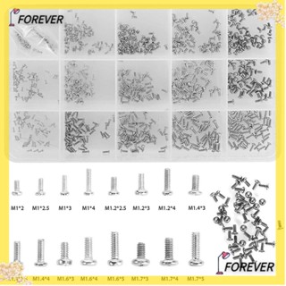 FOREVER ชุดสกรูเหล็กคาร์บอน ขนาดเล็ก M1 M1.2 M1.4 M1.6 M1.7 สีเงิน 800 ชิ้น|สกรู สําหรับแว่นกันแดด