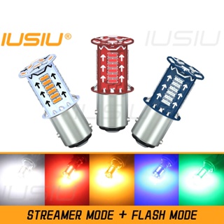 Iusiu ไฟเบรกท้าย LED 1157 2 ขั้ว BAY15D P21 5W 4014 30SMD สีแดง ขาว ฟ้า เหลือง เขียว สําหรับรถยนต์ รถจักรยานยนต์