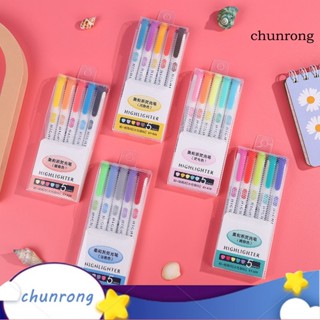 Chunrong ปากกามาร์กเกอร์ เขียนลื่น หัวเฉียง เรืองแสง 5 สี 5 ชิ้น