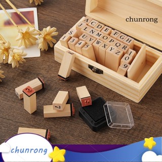 Chunrong แสตมป์ไม้ ลายตัวอักษรภาษาอังกฤษ ตัวเลข แฮนด์เมด DIY สําหรับตกแต่งไดอารี่ 36 ชิ้น ต่อชุด