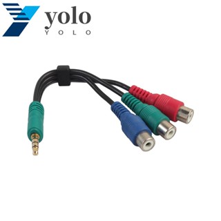 Yolo อะแดปเตอร์ AUX 3.5 มม. เป็น YPbPr 3 RCA 3 RCA ตัวเมีย ตัวผู้ เป็นตัวเมีย DC 3.5 มม. 13 ซม. น้ําหนักเบา สําหรับทีวี พีซี กล้อง คอมพิวเตอร์ อุปกรณ์อัจฉริยะ