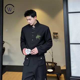 เสื้อแจ็กเก็ตสูท ปักลายไม้ไผ่ สไตล์จีน สําหรับผู้ชาย PG9135 23B3