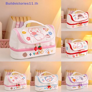 Buildvictories11 กระเป๋าดินสอ ปากกา 2 ชั้น ความจุสูง DIY 1 ชิ้น