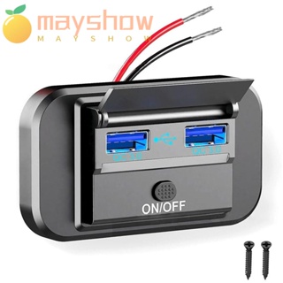 Mayshow ที่ชาร์จเร็ว พอร์ต USB คู่ ทนทาน พร้อมสวิตช์ควบคุม QC3.0 อุปกรณ์เสริม สําหรับเรือ รถจักรยานยนต์ รถยนต์