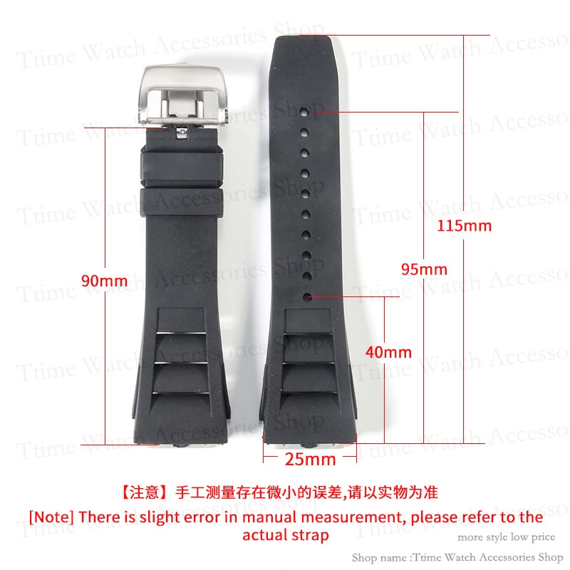 ใหม่ สายนาฬิกาข้อมือยางธรรมชาติ 25 มม. สําหรับ Richard Mille RM-11 Mille สีเขียว สีเทา สีฟ้า สีเหลือง สีส้ม