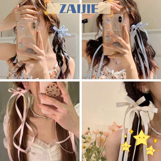 Zaijie24 กิ๊บติดผมหางม้าถัก ริบบิ้นโบว์ สไตล์เกาหลี น่ารัก สีสันสดใส สําหรับผู้หญิง 10 ชิ้น