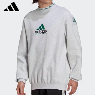 Adidas เสื้อกันหนาว คอกลม ผ้าฝ้าย 100% ปักลายโลโก้ Adidas 320 กรัม สําหรับผู้ชาย และผู้หญิง