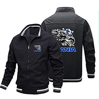 SCANIA LOGO baseball uniform truck shop custom work clothes stand collar large size long-sleeved sweater Aviator Jacket