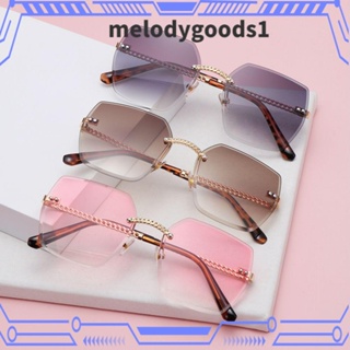 Melodygoods1 แว่นตากันแดดแฟชั่น ทรงสี่เหลี่ยมผืนผ้า ไร้กรอบ UV400