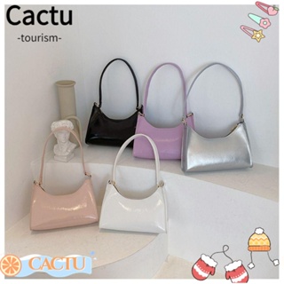 Cactu กระเป๋าถือ กระเป๋าสะพายไหล่ หนัง Pu ทรงโท้ท ความจุสูง สีพื้น สําหรับสตรี