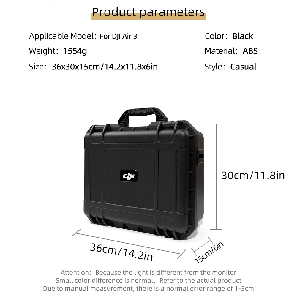 สําหรับ DJI Air 3S/Air3 กรณีสีดํามือถือ Explosin-proof กล่องสําหรับ Air3S อุปกรณ์เสริมกล่องเก็บใช้งานร่วมกับ RC2/RC-N3