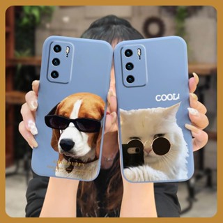 Back Cover Liquid silicone shell Phone Case For Huawei P40 cute Lens package soft shell Cartoon protective case