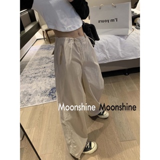 Moon  กางเกงขายาว คาร์โก้ กางเกง เชือกอเมริกันคลาสิค Cargo pants 2023 NEW คุณภาพสูง สวยงาม Comfortable Korean Style A20M06R 36Z230909