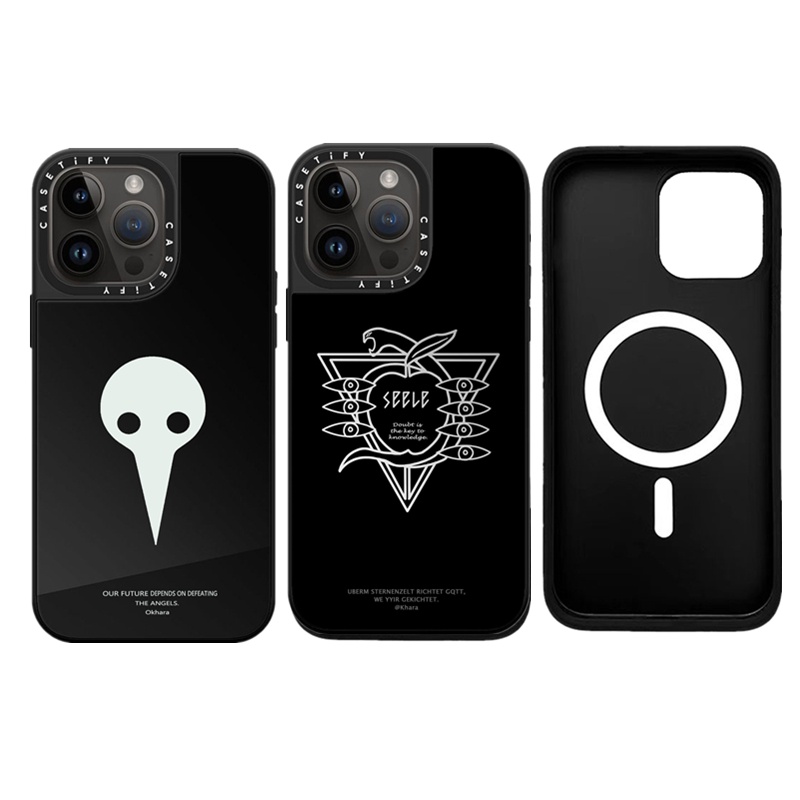 Casetifg เคสโทรศัพท์มือถือ ซิลิโคนแข็ง EVA กันกระแทก ลายโลโก้อนิเมะ EVANGELION พร้อมกล่องชาร์จแม่เหล็ก หรูหรา สําหรับ iPhone 15 12 13 14 Pro Max