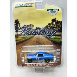 โมเดลรถแข่ง Ford Mustang GT ขนาด 1:64 1968 สีเขียว ของเล่นสําหรับเด็ก #00 เวอร์ชันเครื่องจักรสีเขียว