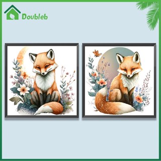 【Doub X ✮】ภาพวาดปักเพชร ทรงกลม ลายสุนัขจิ้งจอก 5D DIY สําหรับตกแต่งบ้าน ✮