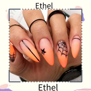 Ethel1 เล็บปลอม แบบกด ลายแมงมุม อัลมอนด์ 24 ชิ้น