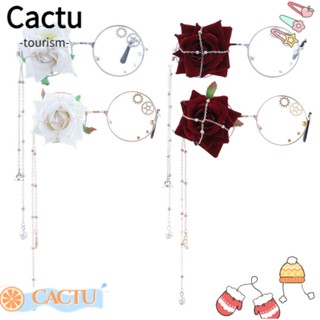 Cactu แว่นตาโลลิต้า แฮนด์เมด ดอกไม้ คอสเพลย์ ปีกแฟชั่น เครื่องแต่งกายมุก แว่นตาผู้ใหญ่