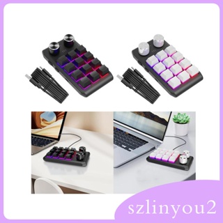 [szlinyou2] คีย์บอร์ด 12 คีย์ RGB กันลื่น พร้อมสาย USB พร้อมลูกบิด 2 ปุ่ม ขนาดเล็ก สําหรับเล่นเกม