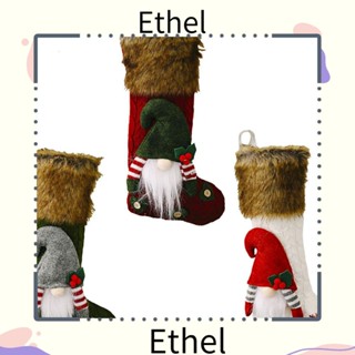 Ethel1 ถุงเท้าใส่ขนมหวาน รูปเตาผิง สําหรับตกแต่งต้นคริสต์มาส