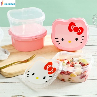 400ml กล่อง Bento Kawaii Sanrio Hellokitty การ์ตูนน่ารักกล่องบรรจุของใช้ในครัวเรือนอาหารว่างขนมกล่องถนอมอาหารกล่องอาหารกลางวัน ICECUBES