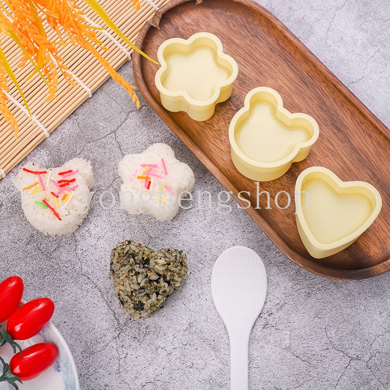 แม่พิมพ์ทําซูชิ ข้าวปั้น เบนโตะ ทรงสามเหลี่ยม รูปหัวใจ หมี สร้างสรรค์ DIY ไม่เหนียวติด อุปกรณ์ครัว สําหรับเด็ก - รูปที่ 5