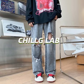 CHILLG LAB เด็กผู้ชายฤดูใบไม้ผลิใหม่วรรณกรรมและศิลปะท่อตรงหลวมผู้ชายที่เรียบง่ายอารมณ์อินเทรนด์กางเกงยีนส์กางเกงแฟชั่นเยาวชน