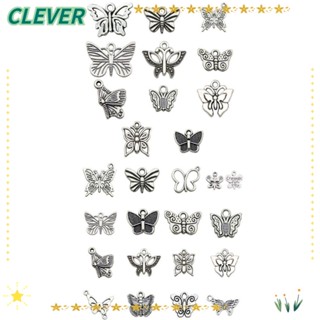 Clever จี้รูปผีเสื้อ ผสมเงิน สําหรับทําเครื่องประดับ สร้อยข้อมือ DIY 76 ชิ้น