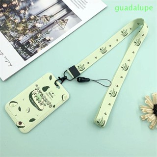 Guadalupe เคสใส่บัตร ป้ายชื่อ ลายการ์ตูนสตรอเบอร์รี่ อะโวคาโด สายคล้องคอ สําหรับนักเรียน