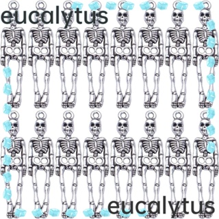 Eucalytus1 จี้รูปโครงกระดูก สีเงิน สไตล์ทิเบต สําหรับทําเครื่องประดับ ต่างหู