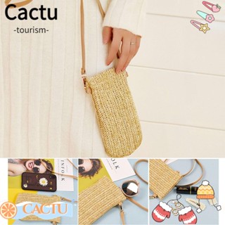 Cactu กระเป๋าสานฟางสาน สไตล์โบฮีเมียน ชายหาด ฤดูร้อน ใส่โทรศัพท์มือถือ สําหรับผู้หญิง