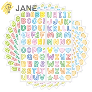 Jane สติกเกอร์ไวนิล ลายตัวอักษร หลากสี สําหรับตกแต่งสมุดภาพ DIY 20 แผ่น