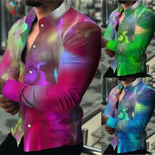 【TRSBX】เสื้อเชิ้ตผู้ชาย แขนยาว สีฟ้า ติดกระดุมลงปกเสื้อ ใส่สบาย