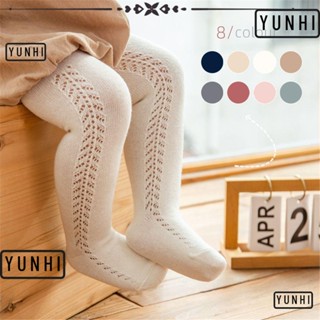 Yunhi ถุงน่อง สีพื้น ฤดูใบไม้ร่วง ฤดูหนาว สําหรับเด็กทารกแรกเกิด 0-5 ปี