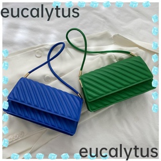 Eucalytus1 กระเป๋าสะพายไหล่ ใต้วงแขน หนัง PU ความจุขนาดใหญ่ แบบพกพา สีพื้น สําหรับผู้หญิง