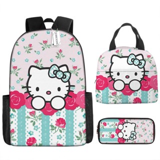 กระเป๋าเป้สะพายหลัง ลาย Hello Kitty สําหรับใส่กล่องอาหารกลางวัน